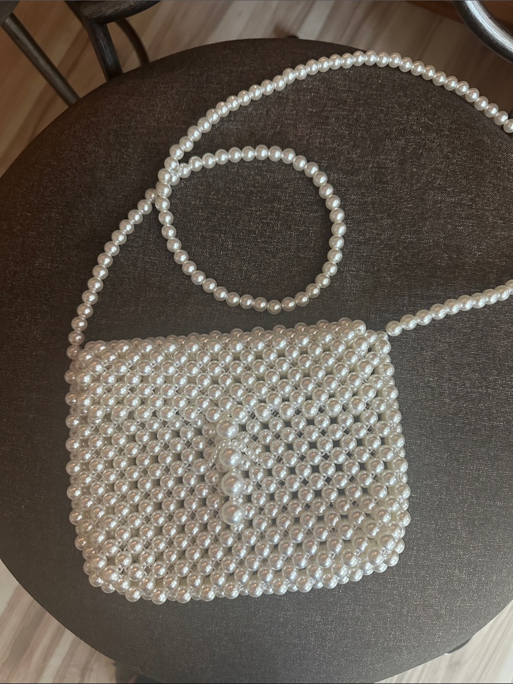 Pearl Beaded Crossbody Bag - White